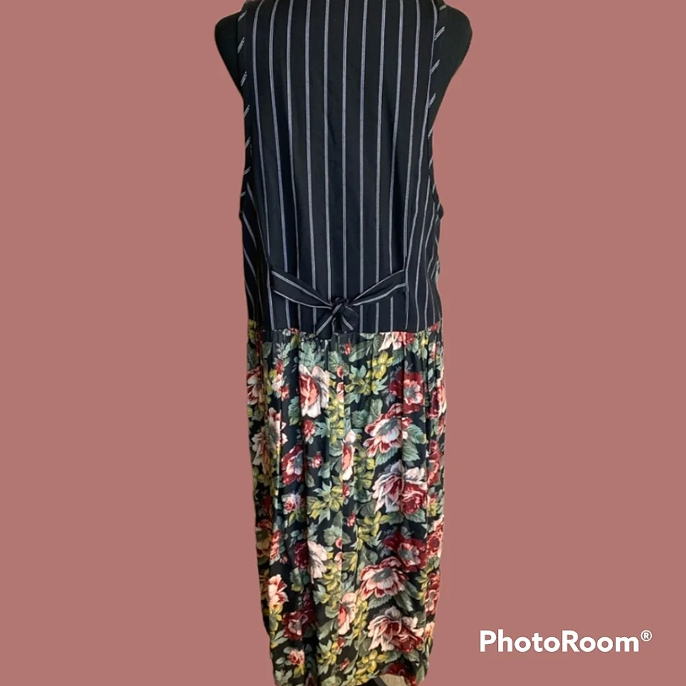 Vtg 90s cottagecore mixed print maxi dress - Picture 3 of 9